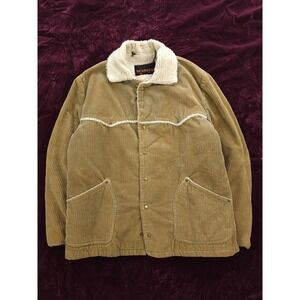 Vintage 1970s McGregor Tan Corduroy Sherpa Lined Western Marlboro Jacket 46